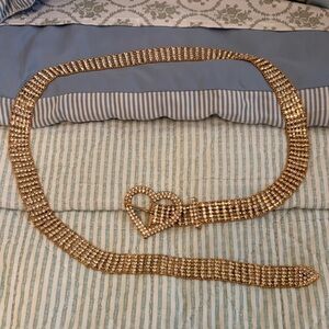 Gold Rhinestone Heart Buckle Belt